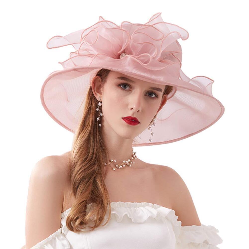5733 Women’s Organza Church Tea Party Wedding Fascinator Hat Uv-anti Wide